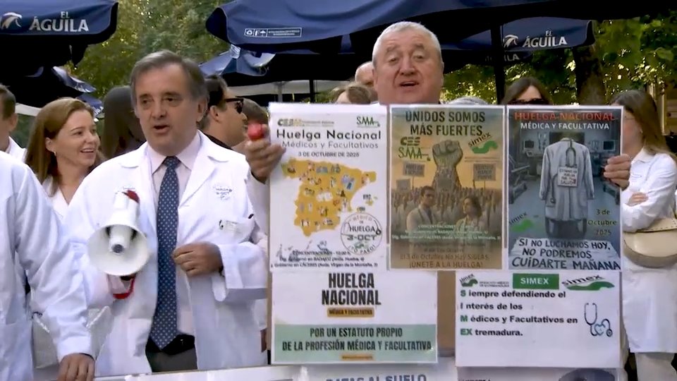 El 22,45% de seguimiento en la huelga de médicos en Extremadura.