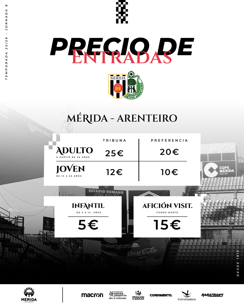 Partido Mérida-Arenteiro el sábado 18 de octubre a las 16:00 horas