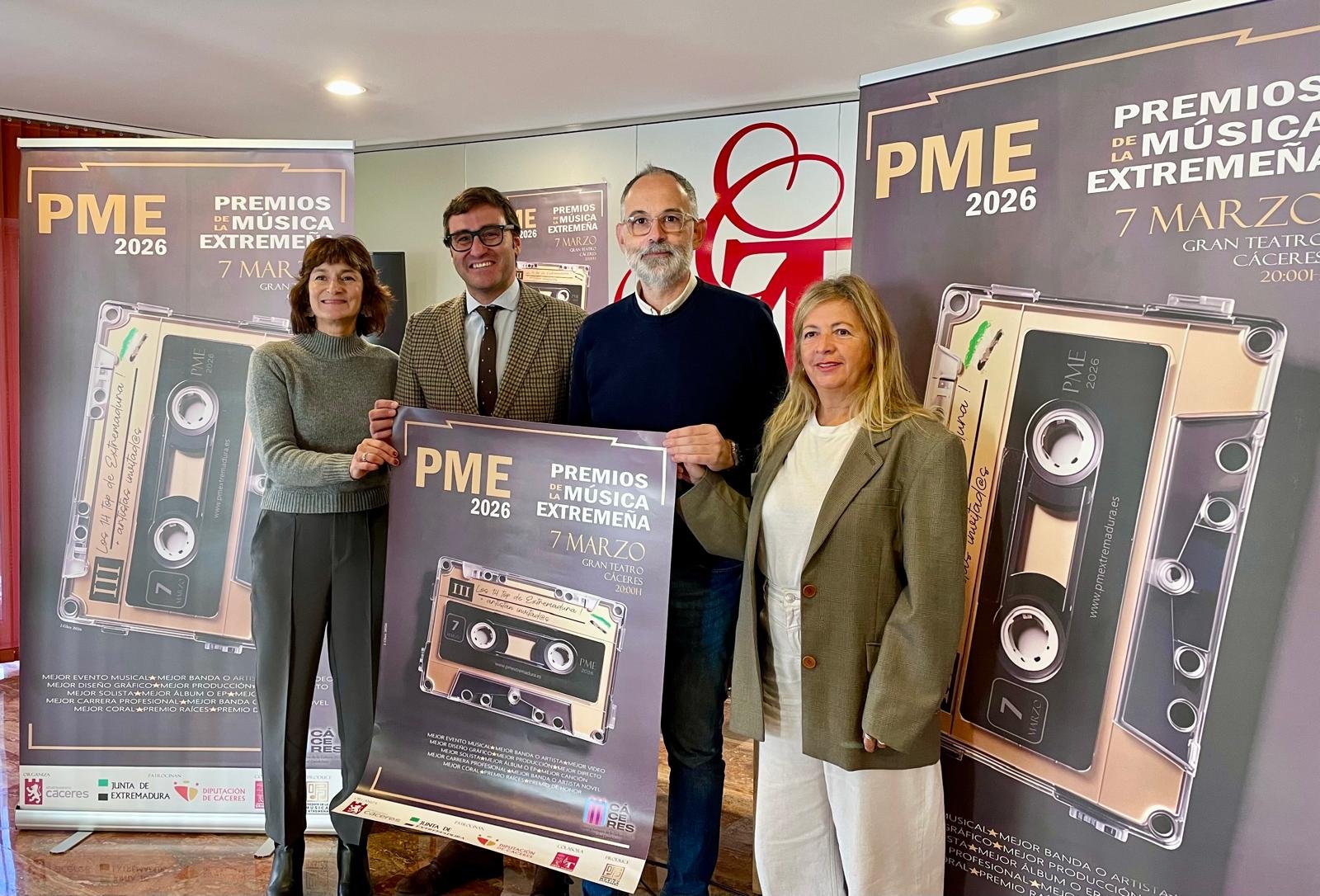 Los Premios de la Música Extremeña celebrarán su Gala 2026 el 7 de marzo en el Gran Teatro de Cáceres, reconocimiento al talento musical regional.