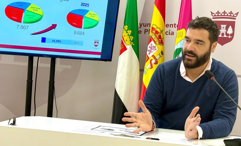 El autobús urbano de Plasencia alcanza más de 513,000 viajes en 2025, con un aumento del 8 % respecto al año anterior.