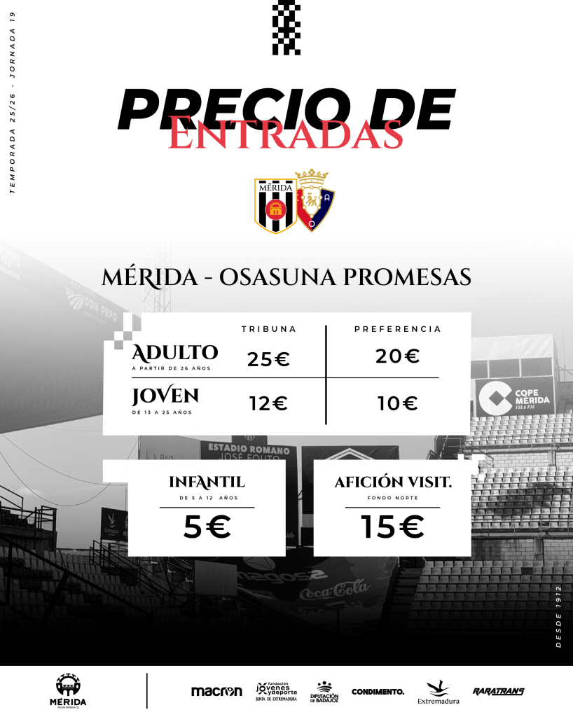 MÉRIDA – PROMESA OSASUNA | ENTRADAS DISPONIBLES