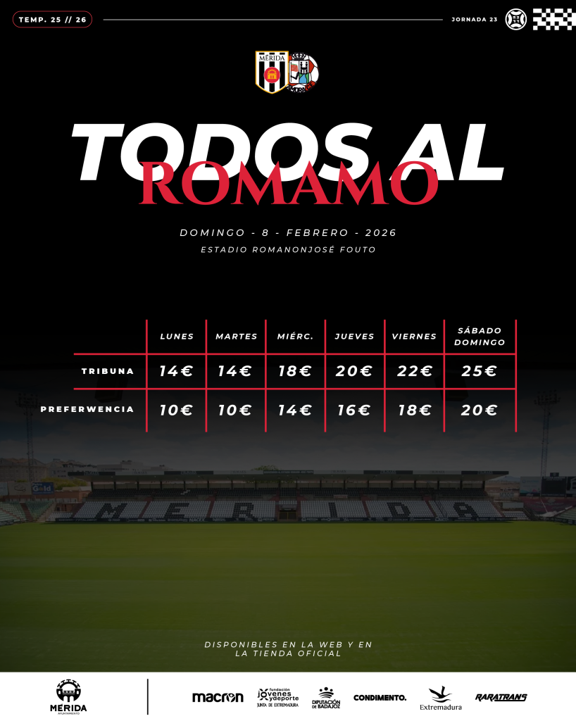Venta de entradas para el partido AD Mérida – Zamora CF