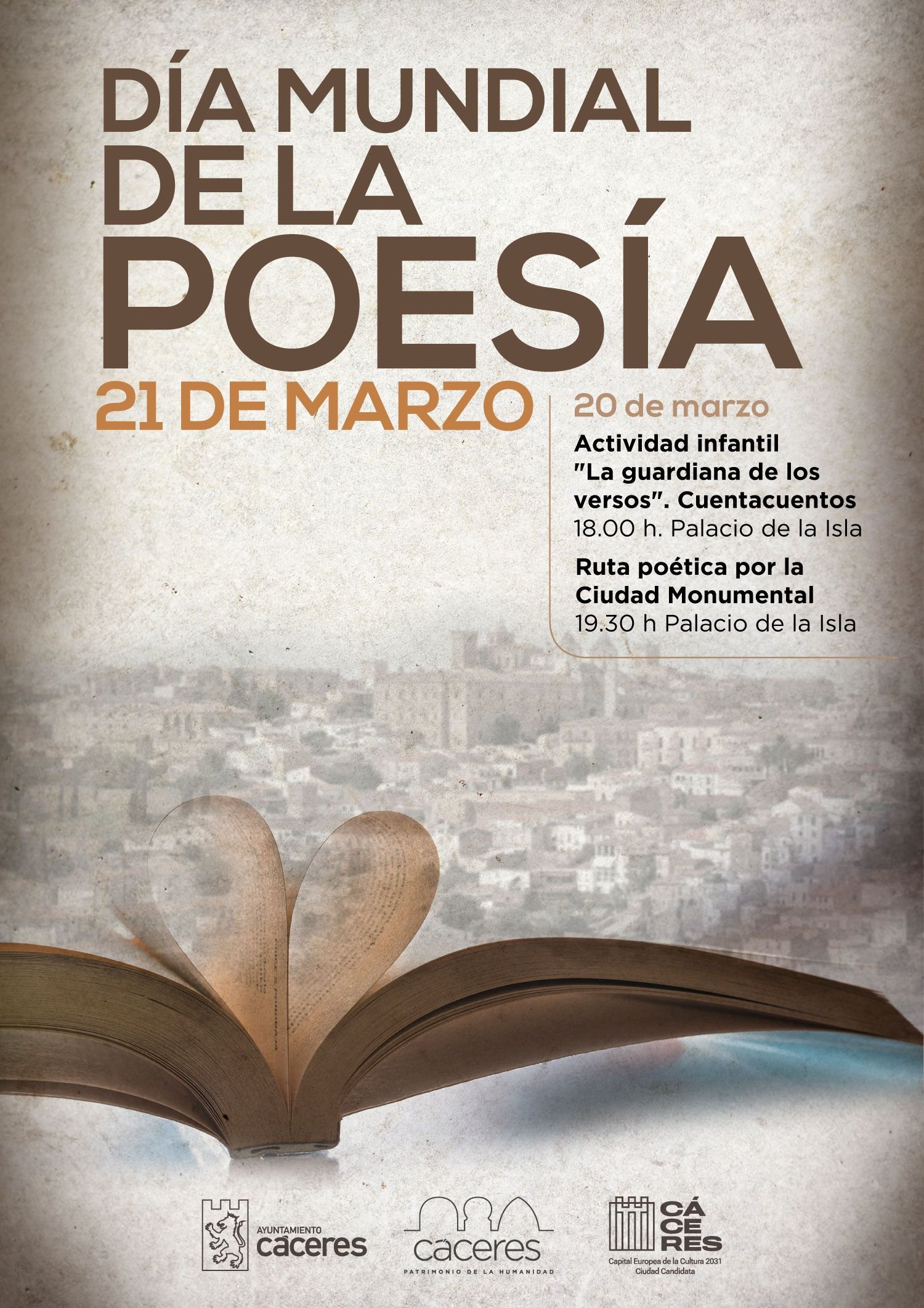 Actividades por el Día Mundial de la Poesía en Cáceres: teatro y Ruta Poética