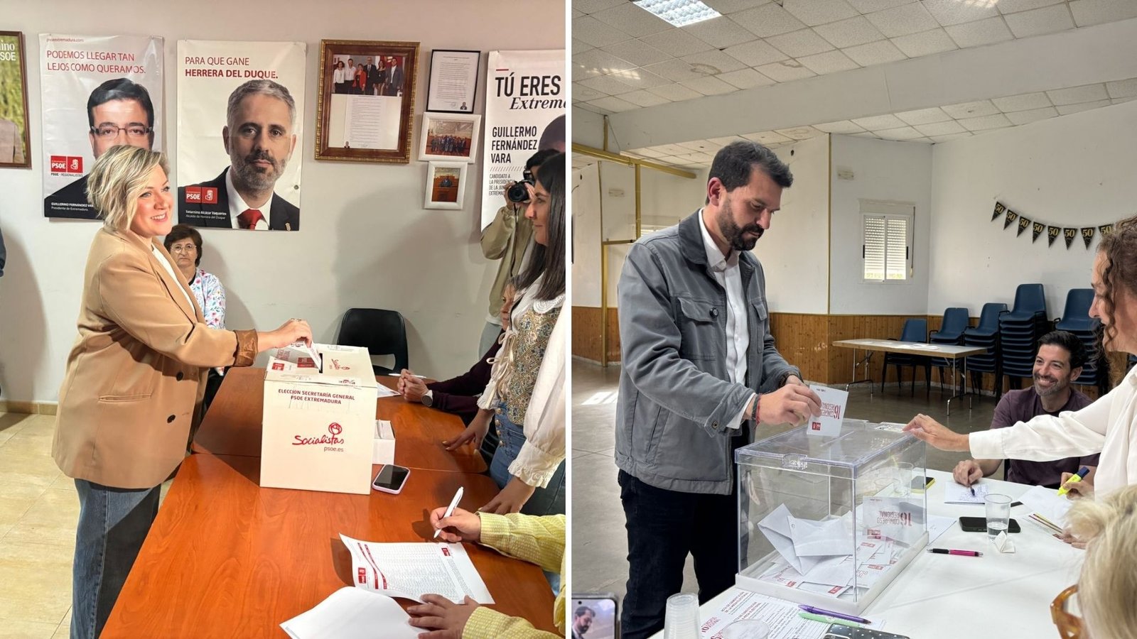 Soraya Vega y Álvaro Sánchez Cotrina votan en primarias del PSOE extremeño