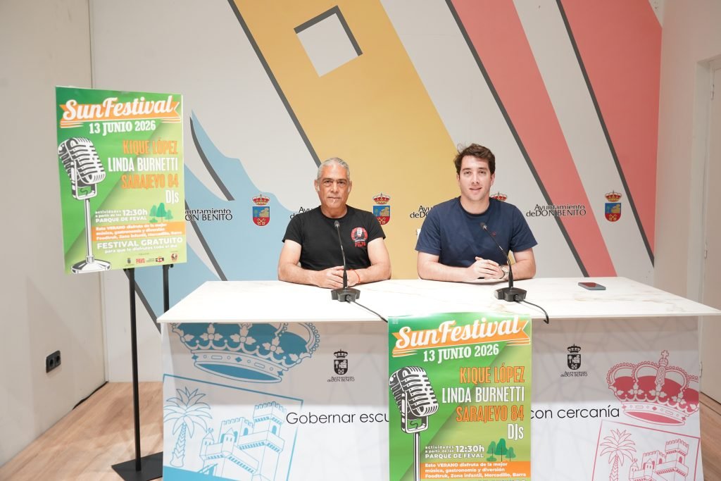 El Sun Festival 2026 llega con Kique López, Linda Burneti y Sarajevo 84 – Ayto. Don Benito

El festival se llevará a cabo el 13 de junio en el Parque de las Albercas a partir de las 12:30 horas y contará con numerosas actividades. ¡No te lo pierdas!